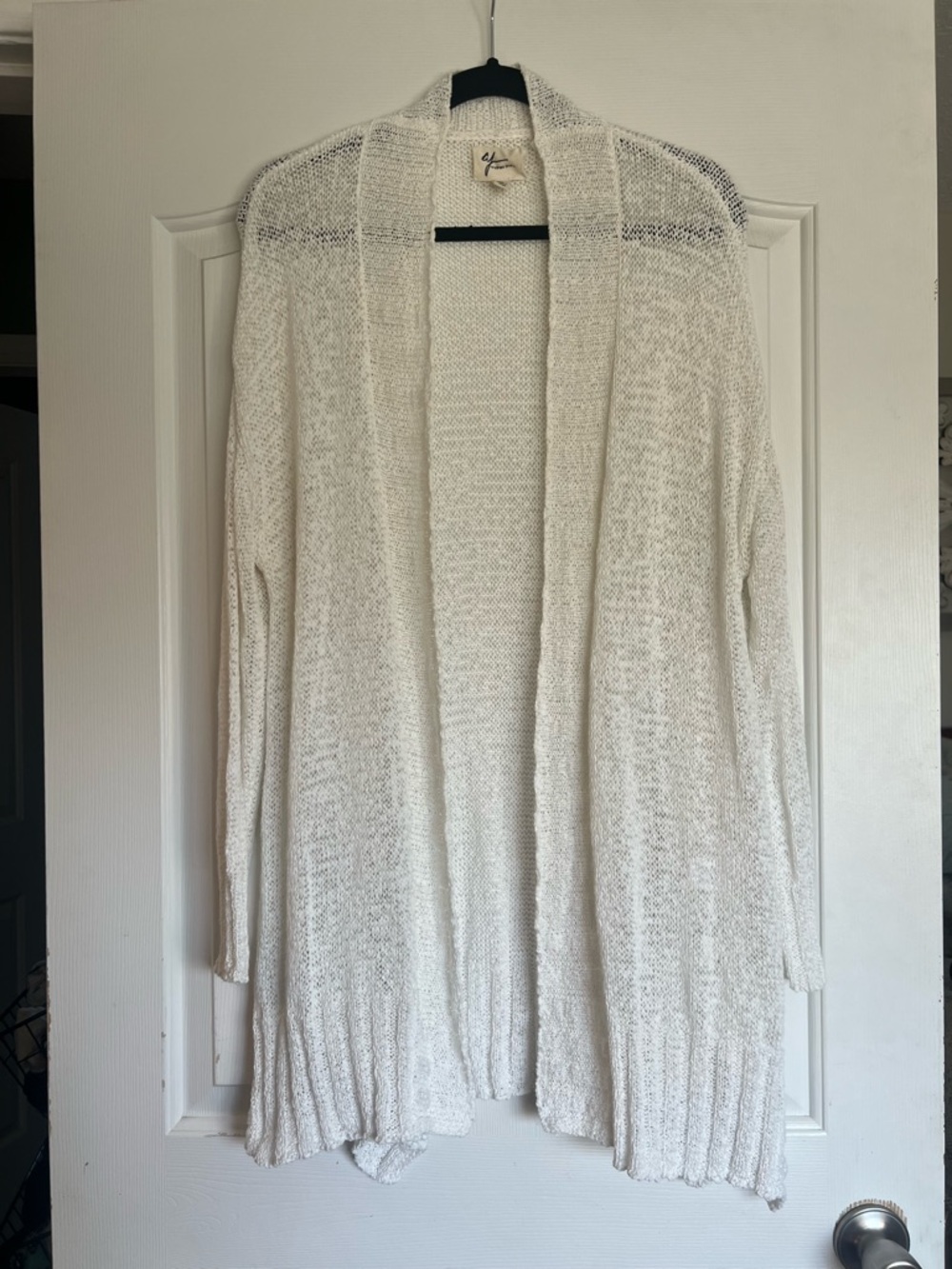 Andrea Jovine Cream Open-Front Knit Cardigan
